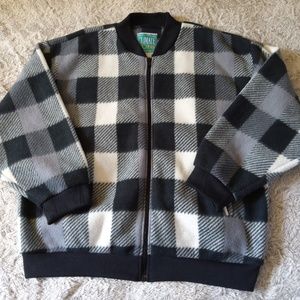 Vintage 90's Climate Zone Chekered Dolman Sleeve Fleece Jacket Men's Size Large